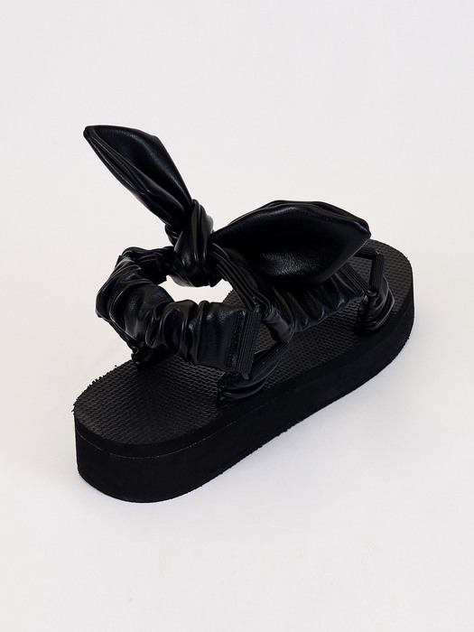 Ribbon Ankle Sandal (Black Leather)