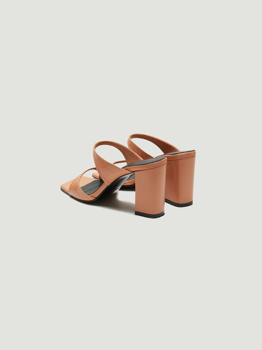 REPPA Squared-toe Leather Mules - Salmon