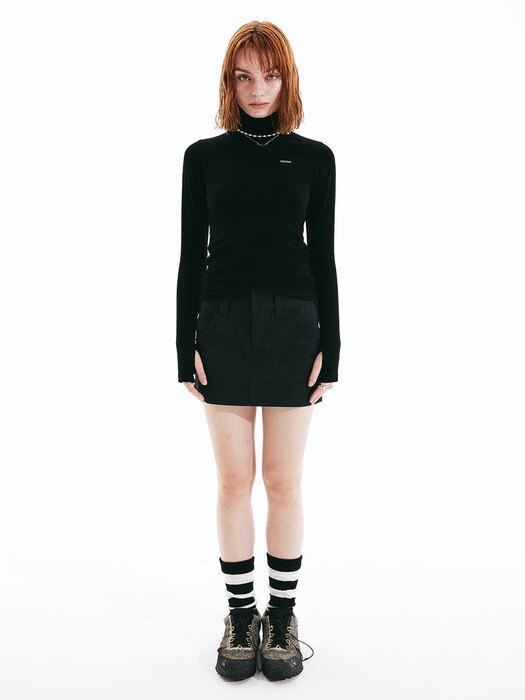 Twill Low-rise Mini Skirt Black