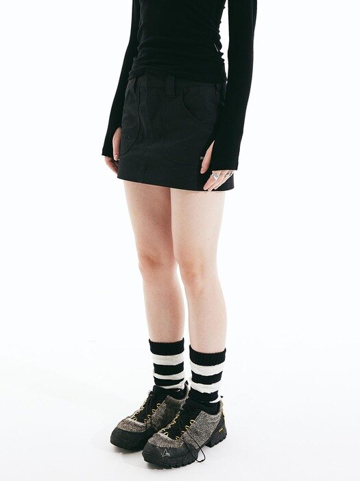 Twill Low-rise Mini Skirt Black
