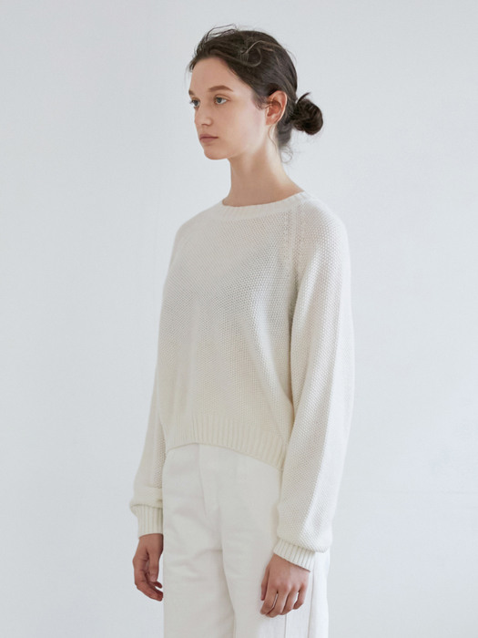 CASHMERE CROPPED KNIT_Ivory