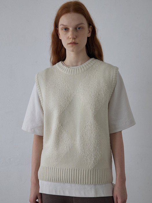 [Woman] Argyle Textured Vest (Cream)