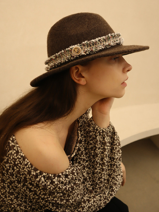 울100 브라운 페도라_Wool100 Brown Fedora