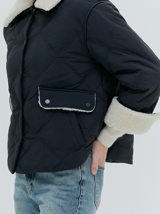 SHEARLING DETAIL GOOSE DOWN JACKET [4 COLORS]
