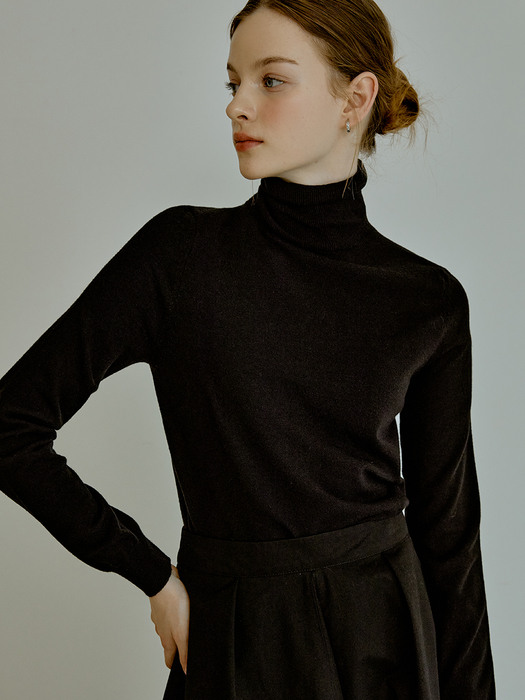 Basic slim-fit turtleneck (black)