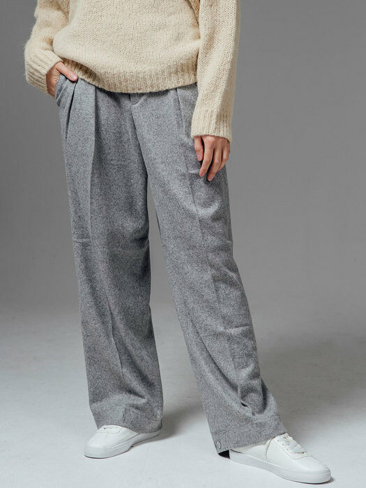 wool wide banding jogger pants_lignt grey