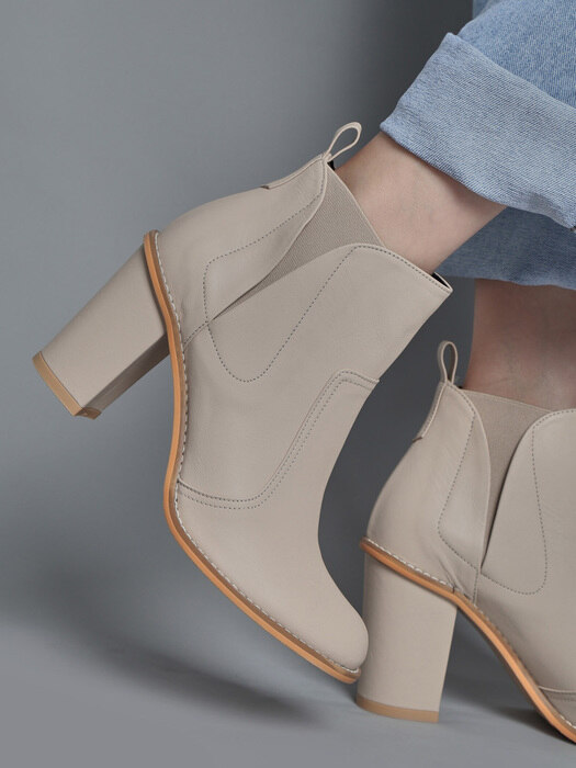 [리퍼브][250]1022 Kidely Tulip Ankle Boots Heel_beige