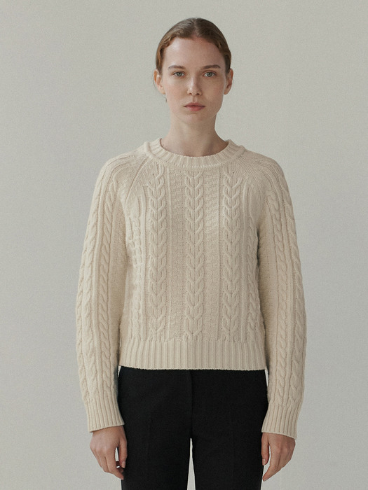 Cable Round-neck Knit (Ivory) 