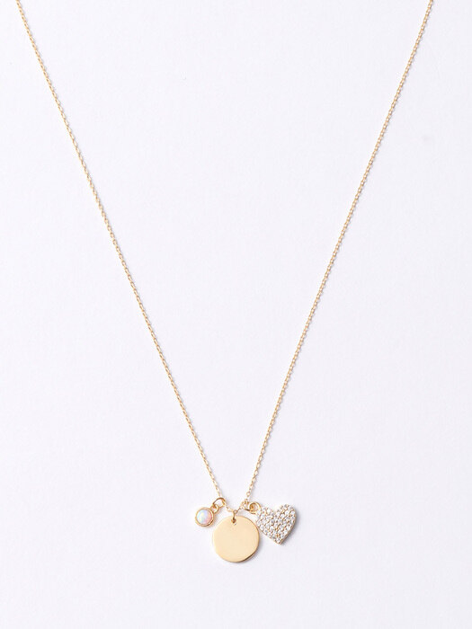 Heart Coin Charm Batch Necklace(Opal)
