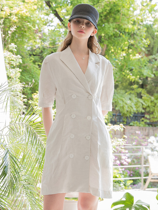 Linen Unblance Dress Ivory