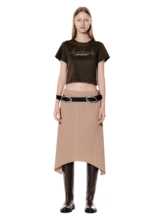 Arched Pleats Skirt (Beige)