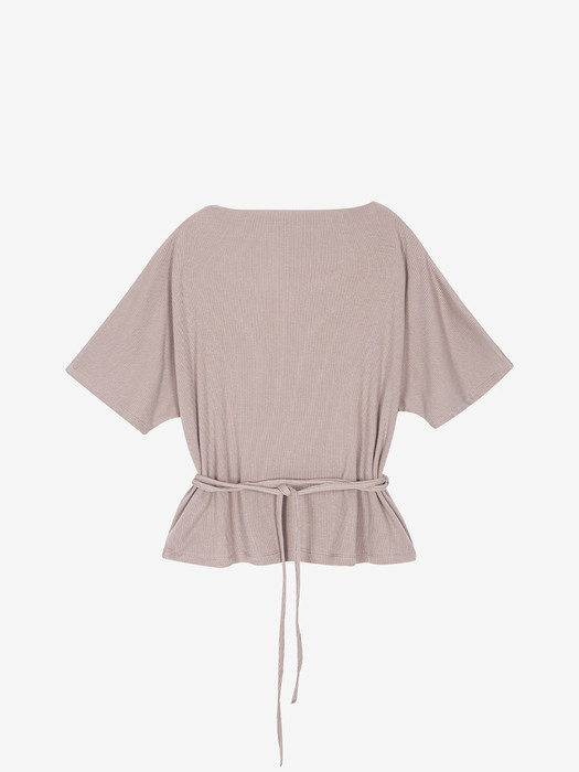 DOLMAN SLEEVE BELTED RIB JERSEY TOP