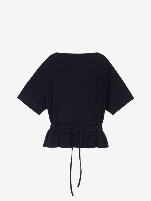 DOLMAN SLEEVE BELTED RIB JERSEY TOP