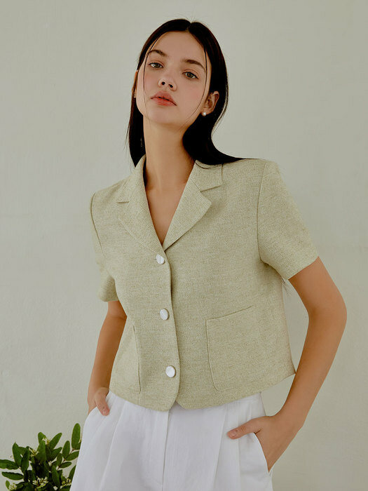 Classy tweed half jacket (mint)
