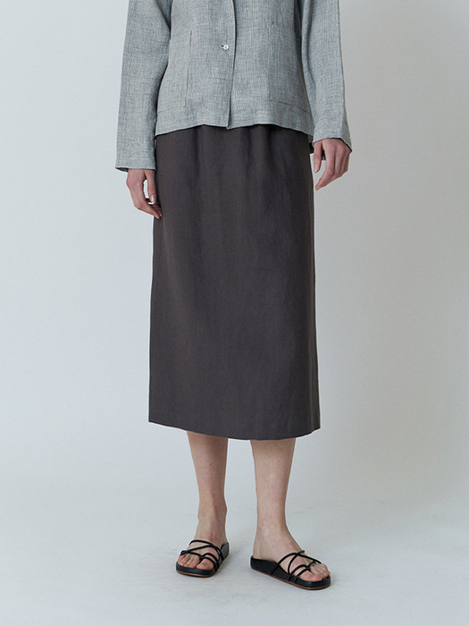 classic linen skirt-charcoal