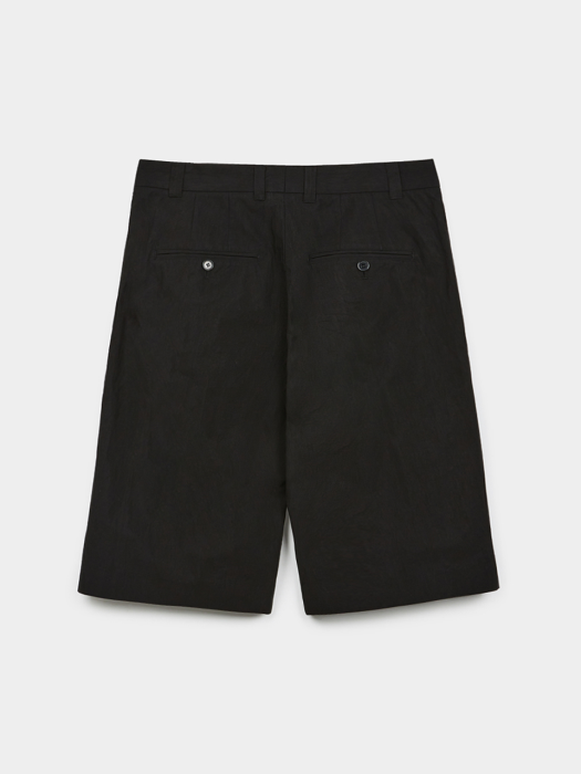 Crease Cotton Bermuda Pants (Black)