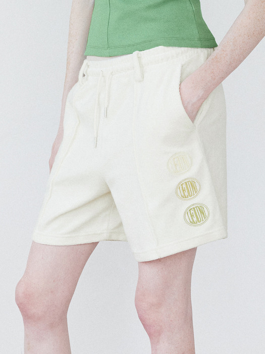Embroidery Terry Shorts_Ivory