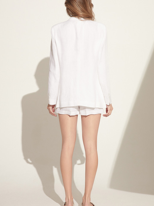 Alexis White Single-breasted Linen Jacket
