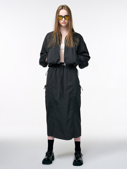 Wind Cargo Banding Skirt, Charcoal