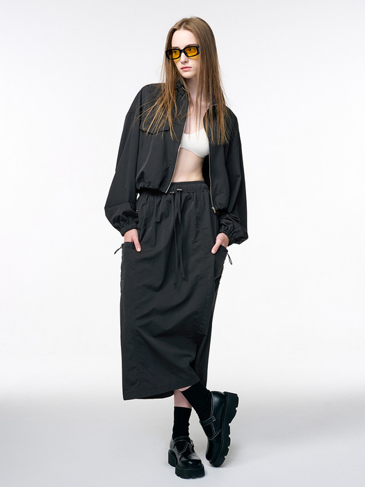 Wind Cargo Banding Skirt, Charcoal