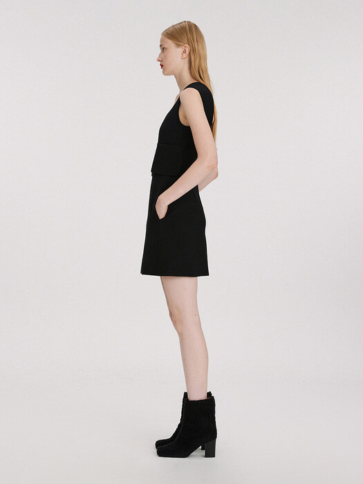 60S SCOOP NECK MINI DRESS (BLACK)