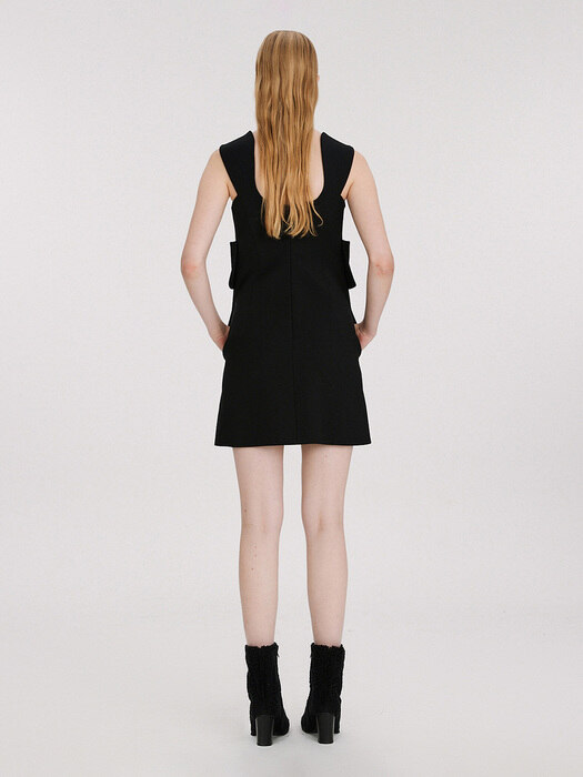 60S SCOOP NECK MINI DRESS (BLACK)