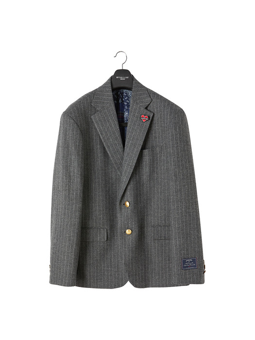 NOMANTIC CLASSIC WOOL STRIPE JACKET GRAY