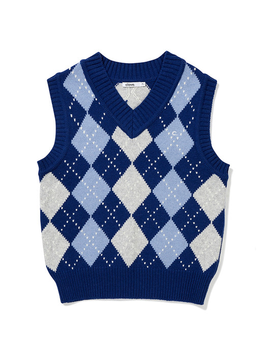 Argyle Wool Vest (Blue)