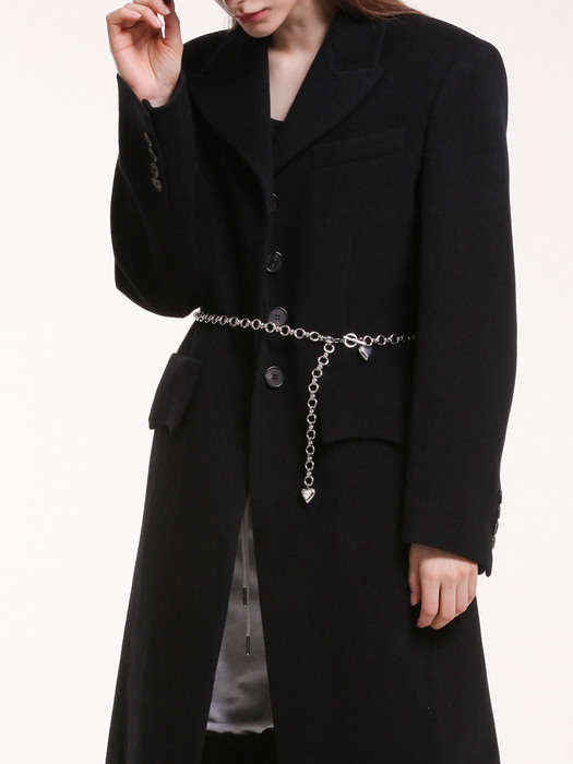 Wool-cashmere long coat in black