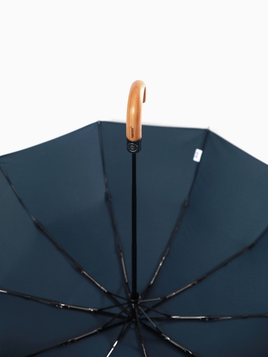 3105 곡자 라이트 우드그립 자동 3단 우산