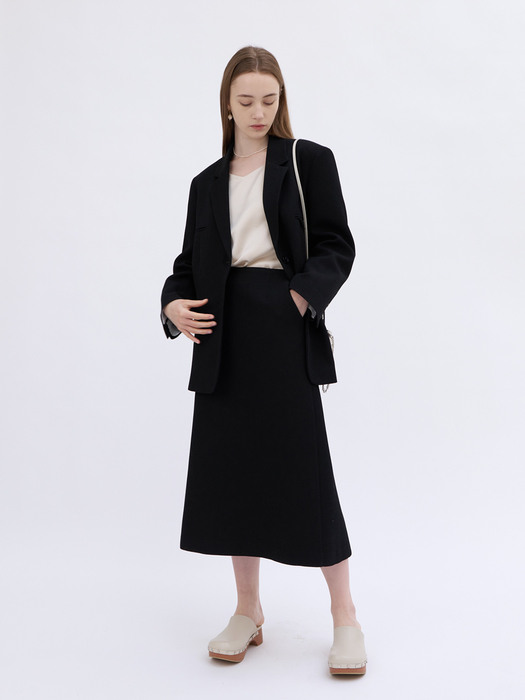 23 Spring_ Black Suit Blazer+ Black  Skirt Set up (2pcs)