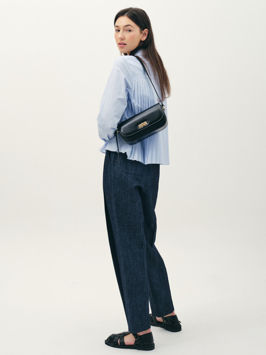 cropped tuck round pants_indigo