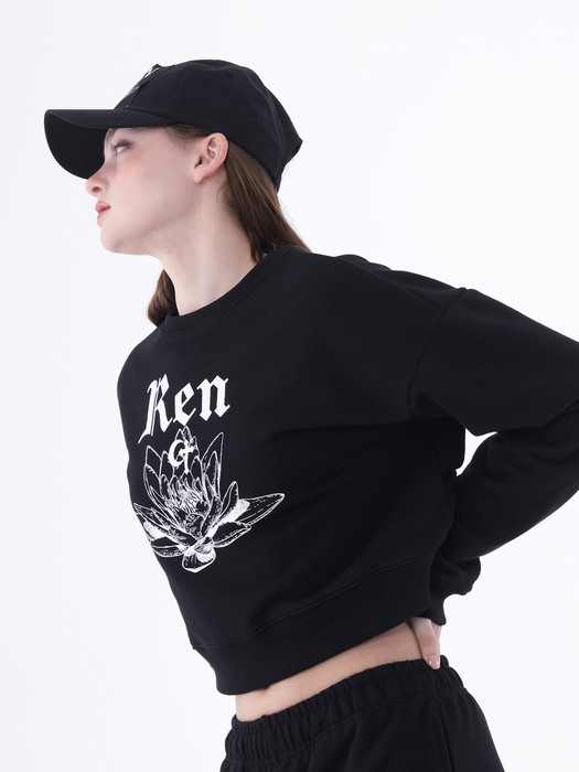 0 9 Ren crop sweatshirt - BLACK