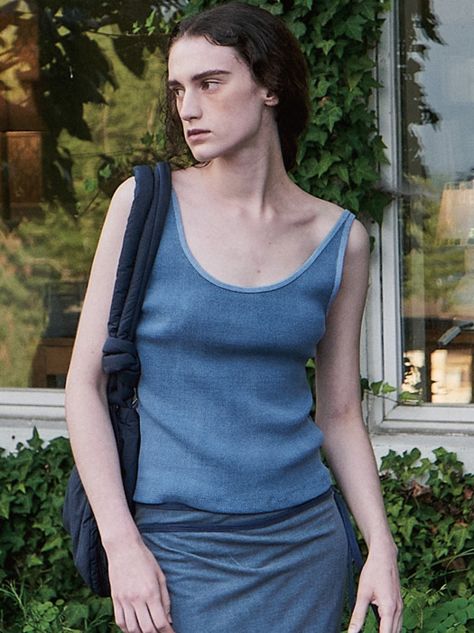 Indigo Dyeing Sleeveless Ribbed Jersey Top  [2 COLORS]