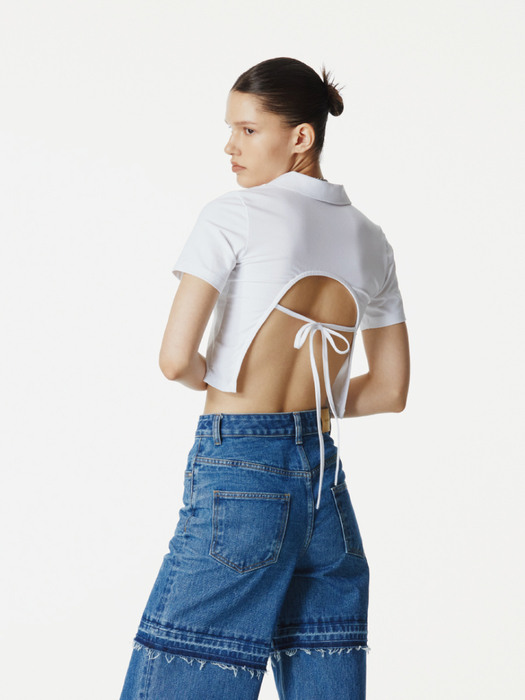 Backless Polo T-Shirt (White)