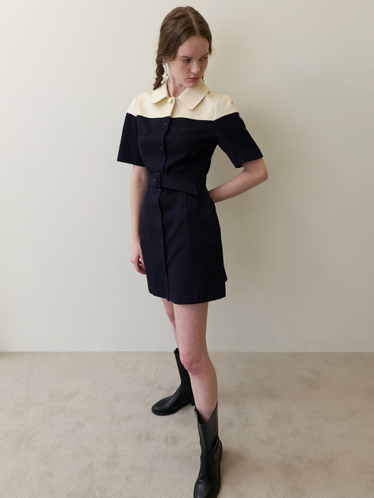 [단독]23 Summer_ D/Navy Cotton Mini Dress