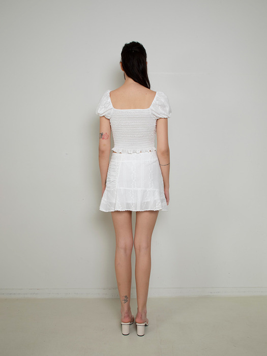 Rosie shirring skirt (white)
