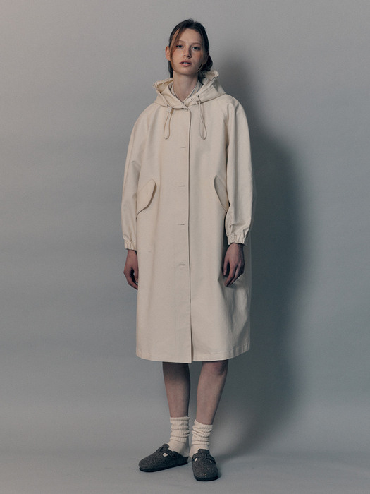 Cotton rain coat (Ivory)