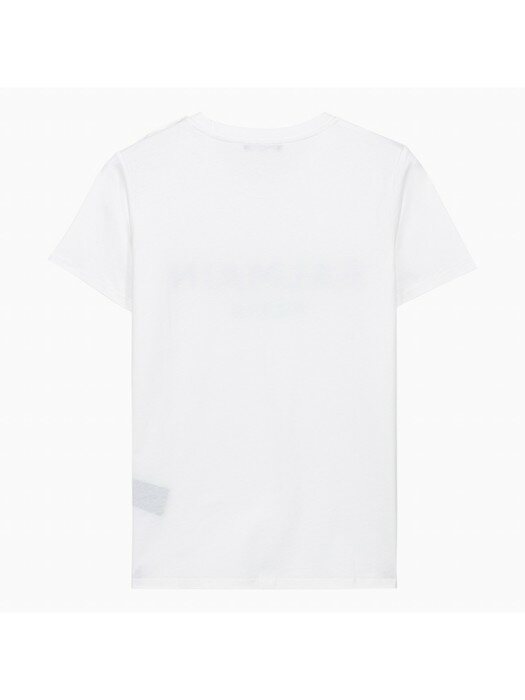 22FW 발망 로고 프린트 숄더 3버튼 화이트 여성 반팔 티셔츠 YF1EF005BB02 WHITE