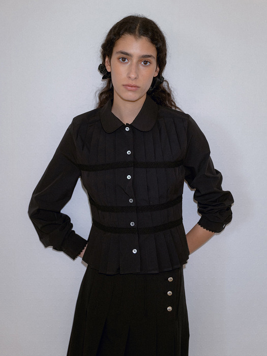 PLEATS SHIRT - black