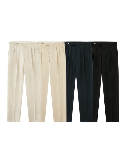 Essential Linen 2Pleats Easy chino (Navy)