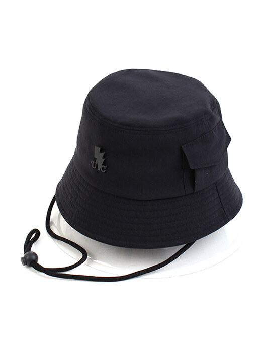 String Pocket Black Bucket Hat 버킷햇