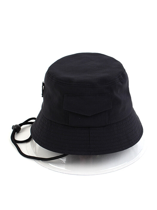 String Pocket Black Bucket Hat 버킷햇