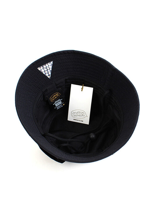 String Pocket Black Bucket Hat 버킷햇