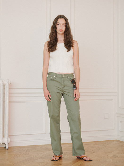 low-rise cotton pants (khaki)