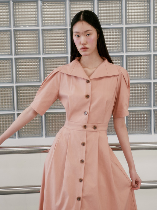 Open Collar A-line One-piece_coral
