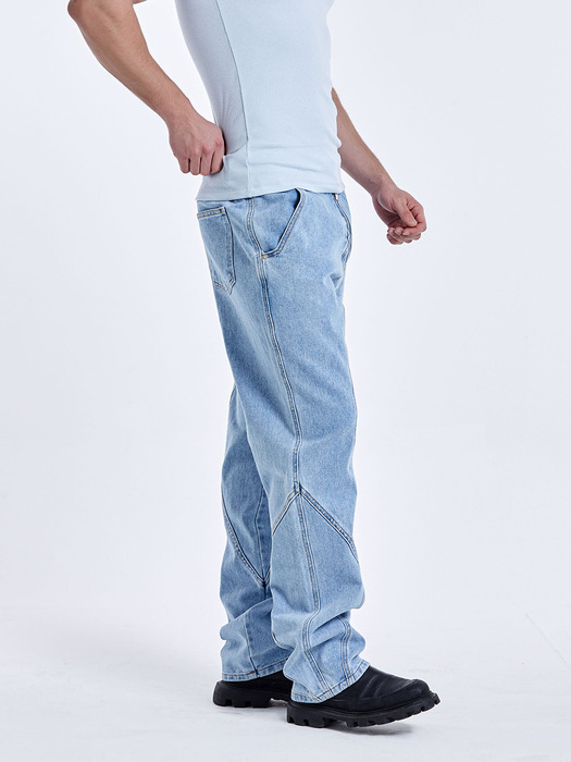 51퍼센트]Tunnel Lining Trouser (DENIM) - Light BLue