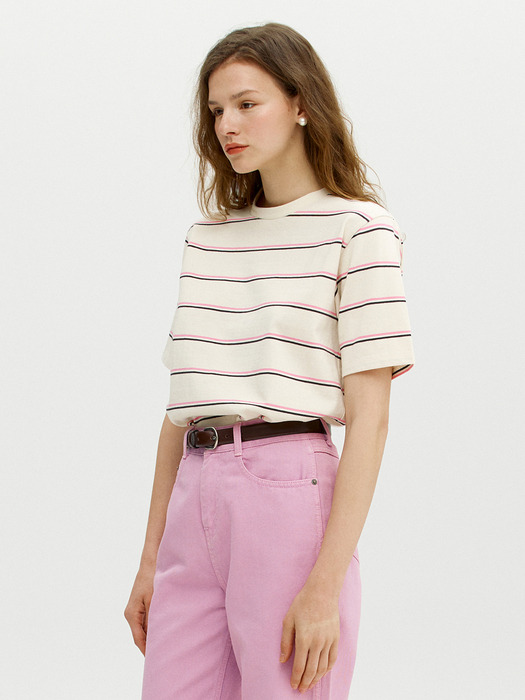 COSENZA Stripe t-shirts (Natural&Pink)