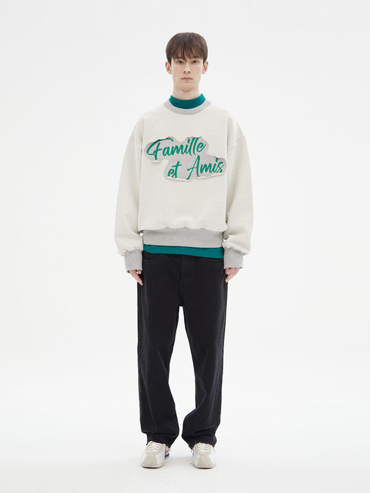 FAMILLE EMBROIDERY CUTTING PATCH SWEATSHIRT(GREEN)