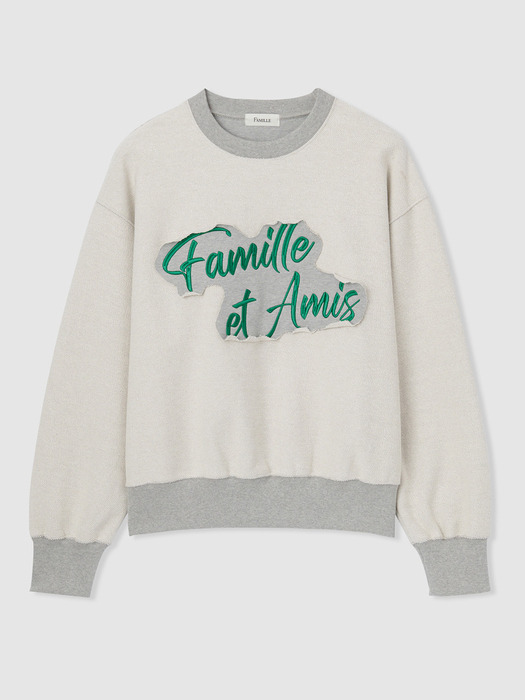 FAMILLE EMBROIDERY CUTTING PATCH SWEATSHIRT(GREEN)